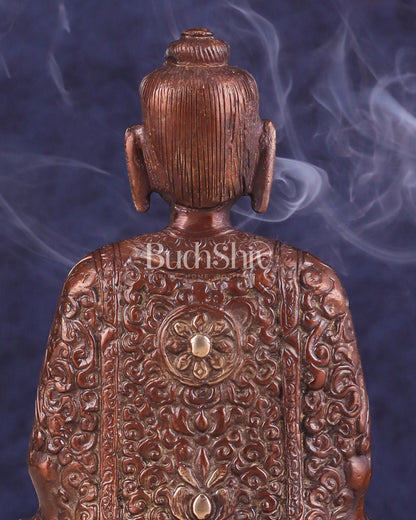 Dual tone Buddha in Deep Meditation Brass Statue | Intricate Craftsmanship 7"