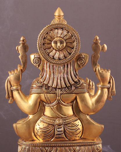 Brass Superfine Lord Ganesha Statue with Advanced Carvings - 15.5"