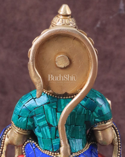 Brass Sitting Lord Hanuman Statue - 6 Inch meenakari