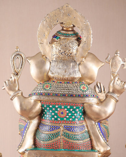 Brass Superfine Lord Ganesha Idol - 22 Inch meenakari