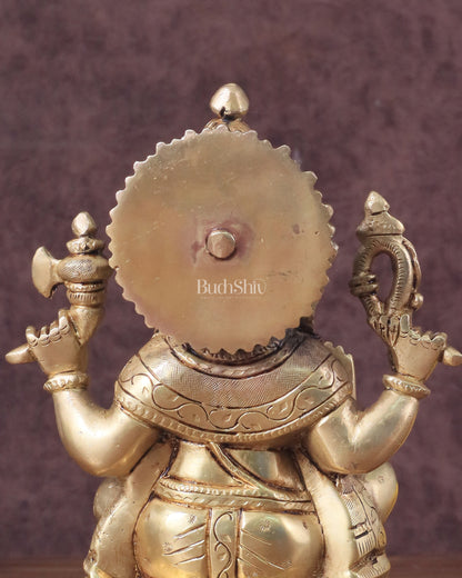 Pure Brass Ganesha Idol - 7.5" Height