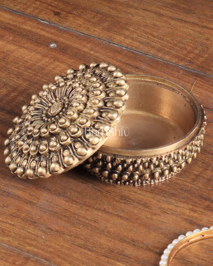 Pure Brass Mandala Design Kumkum Box / Multipurpose Box small