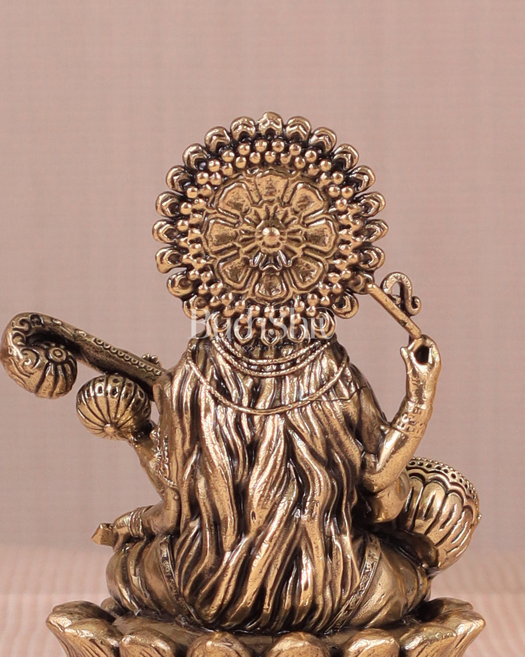 Brass Superfine Saraswati Idol - 4 Inch lotus base