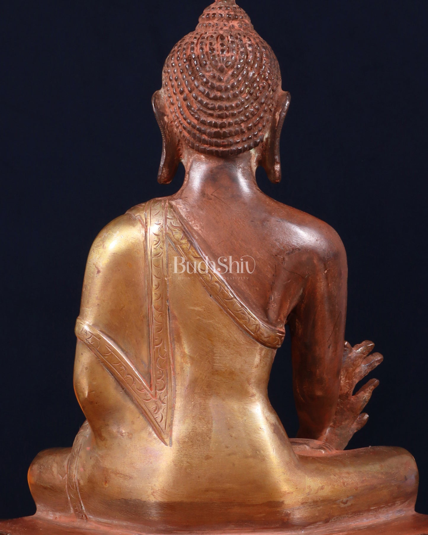 Pure Brass Buddha Statue healing  - 9.5"