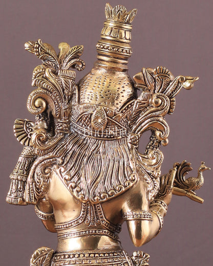 Pure Brass Krishna Superfine Statue with Intricate Carvings