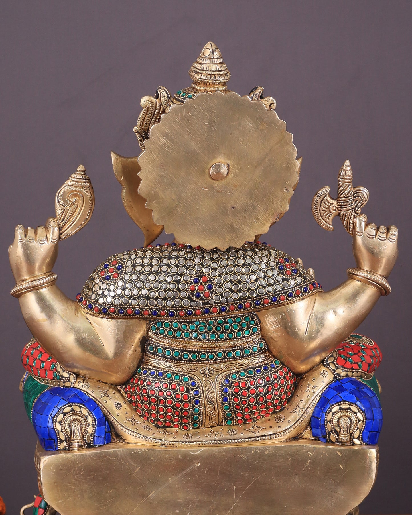 Ganesha Pure Brass Superfine statue meenakari  - 18"