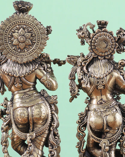 Brass Superfine Intricate Radha Krishna Idols 8"