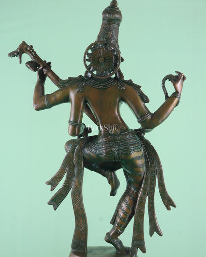 Brass Dancing Saraswati Idol 32" added copper