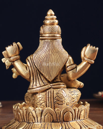 Brass Superfine Saraswati on Lotus Idol | 5.5" Height