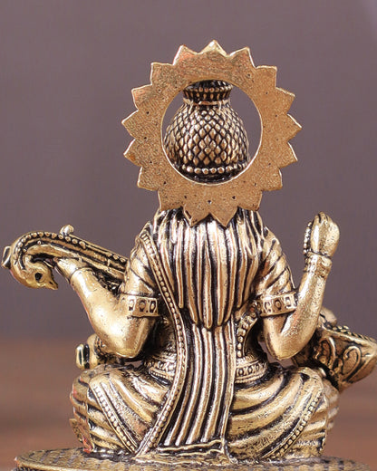 Pure Brass superfine Saraswati Idol 3"