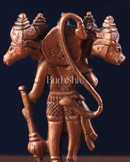 Pure Copper Standing Panchmukhi Hanuman Idol 4.5"