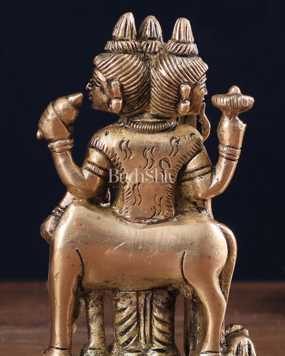 Brass Dattatreya with Dog Idol 4.5"