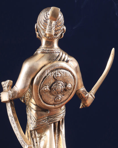 Pure Brass Chhatrapati Shivaji Maharaj Sculpture 12.5"