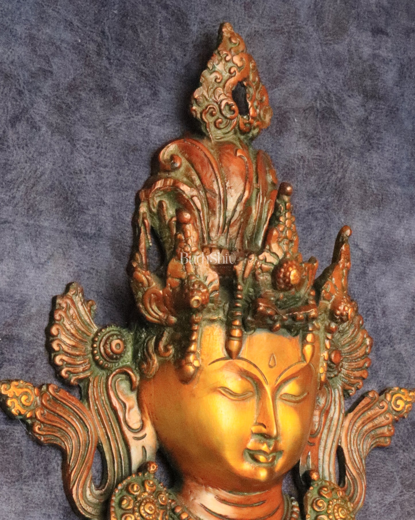 Pure Brass Tara Devi Wall Hanging in Antique Dual-Tone Finish 10.5"