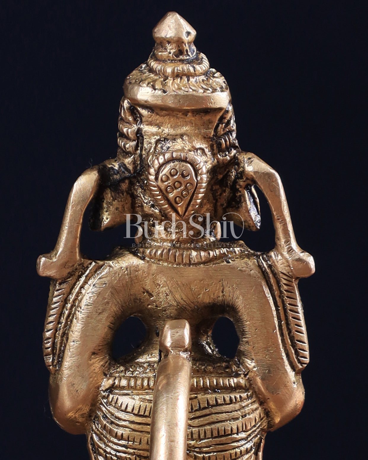 Brass Ganesha Holding Single Diya Statue 5.5"