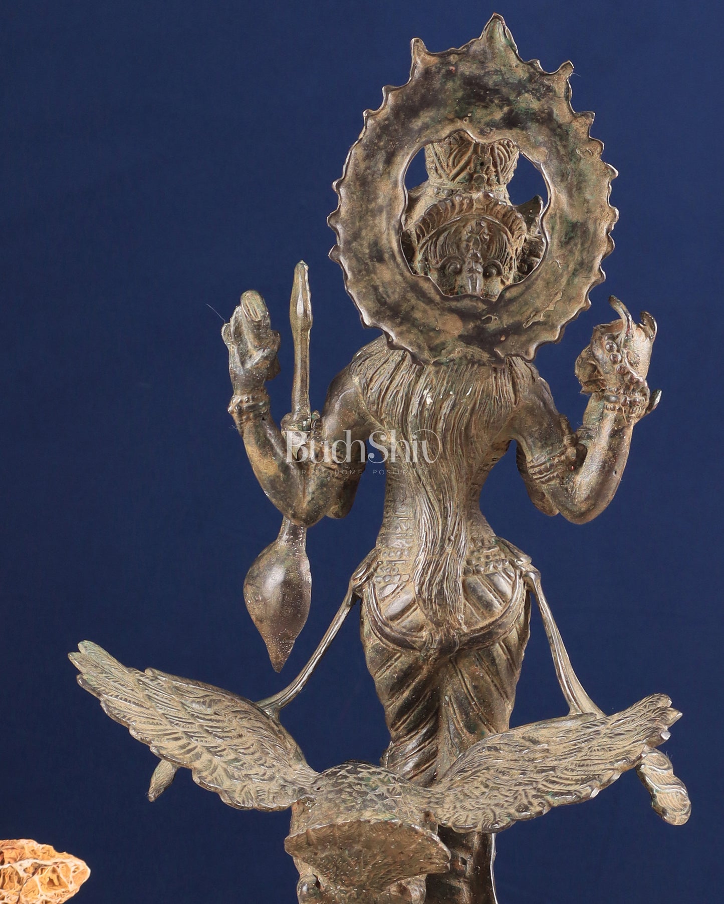 Vintage Indonesian Bronze Goddess Saraswati with Swan Sculpture 14"