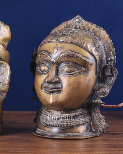 Pure Brass Shiva and Parvati/Gauri Face Sculptures