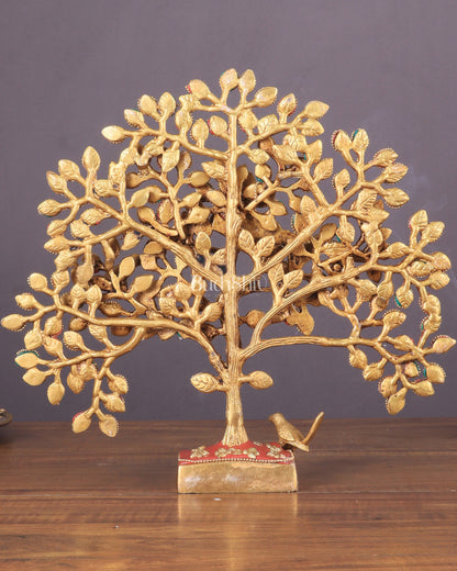 Brass Kalpavriksha tree for tables 11" stonework