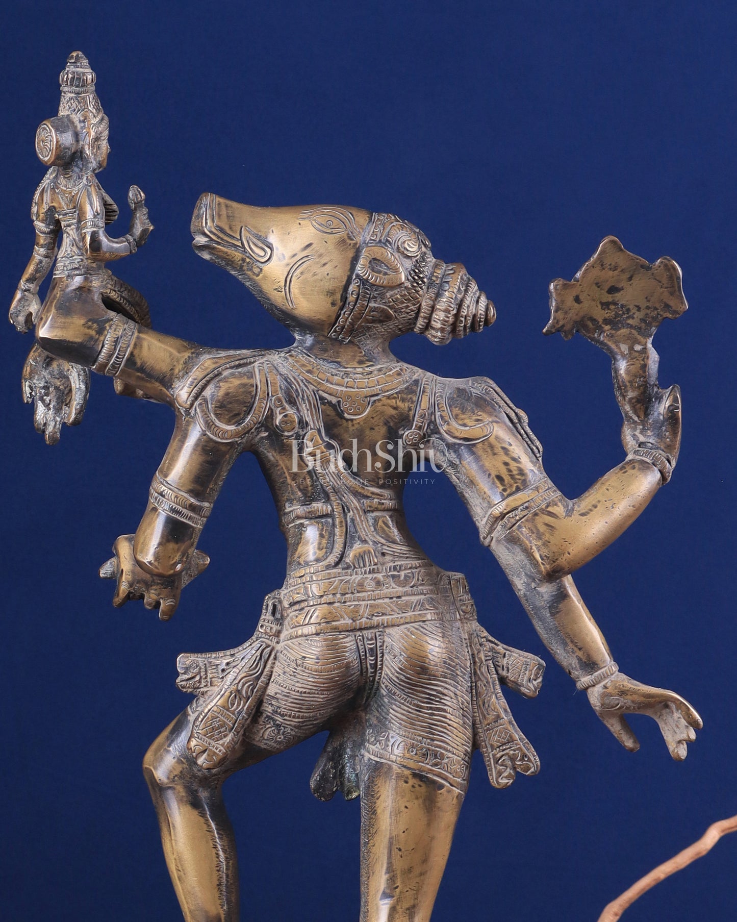 Varaha with Bhooma Devi Varaha Lakshmi Brass Statue 17 inch Gold vintage