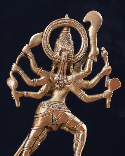 Pure Brass Mahishasur Mardini Durga Idol 8"