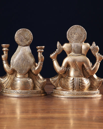 Pure Brass Ganesha Lakshmi idols Set 6"