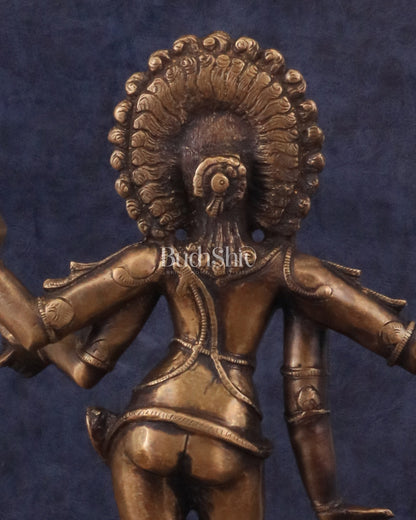 Brass Bhikshatana Kaal Bhairava Shiva Idol - 15" vintage