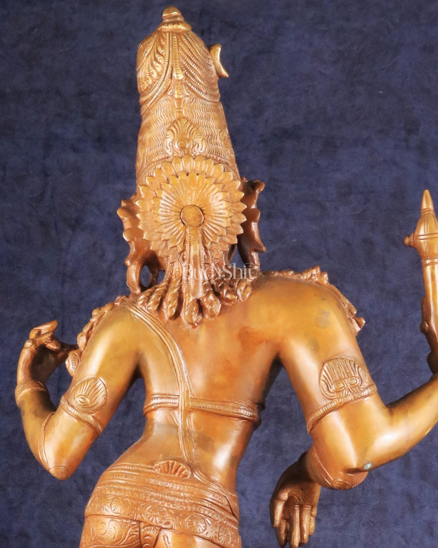 Superfine Brass Ardhanarishwara Statue - 27" Vintage Bronze Tone