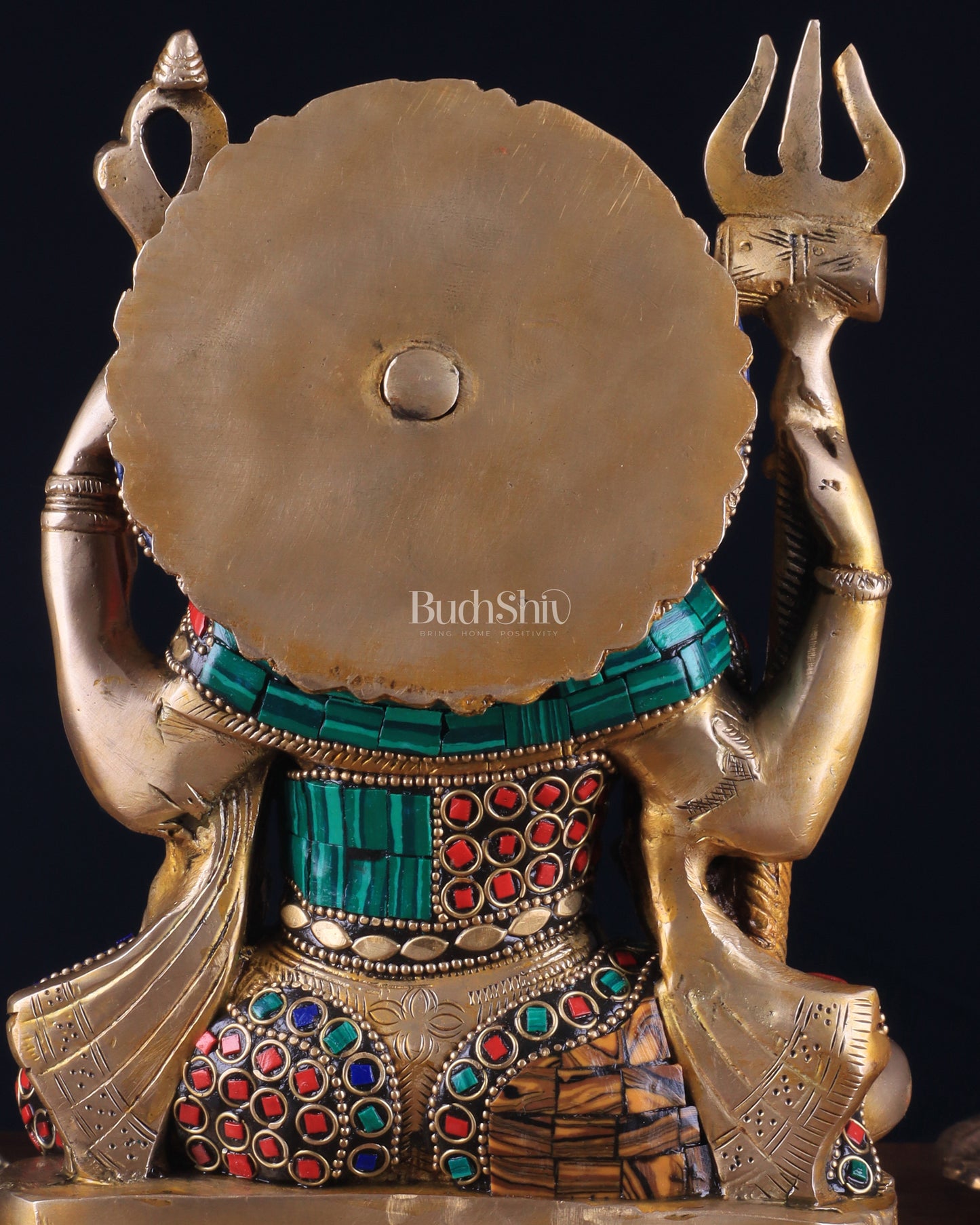 Brass sitting Ardhanarishwara Statue - shiv parvati  - 9.5 inch with stonework