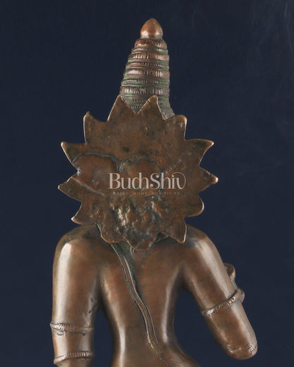 Rare Brass Standing Parvati Statue – Antique Bronze Tone with Sharp Features (20 Inches)