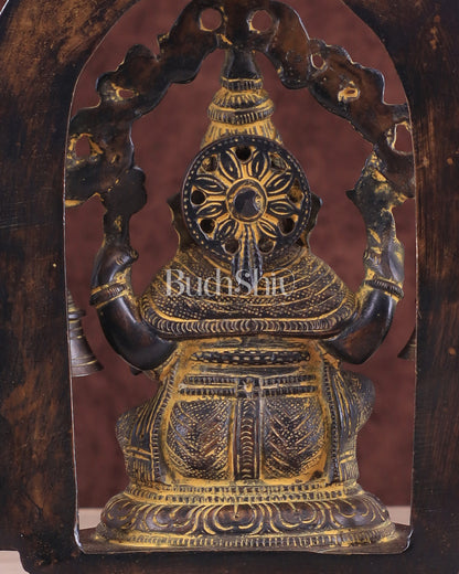 Unique Brass Lord Ganesha Idol with Bells – Henna Vintage Patina 9"