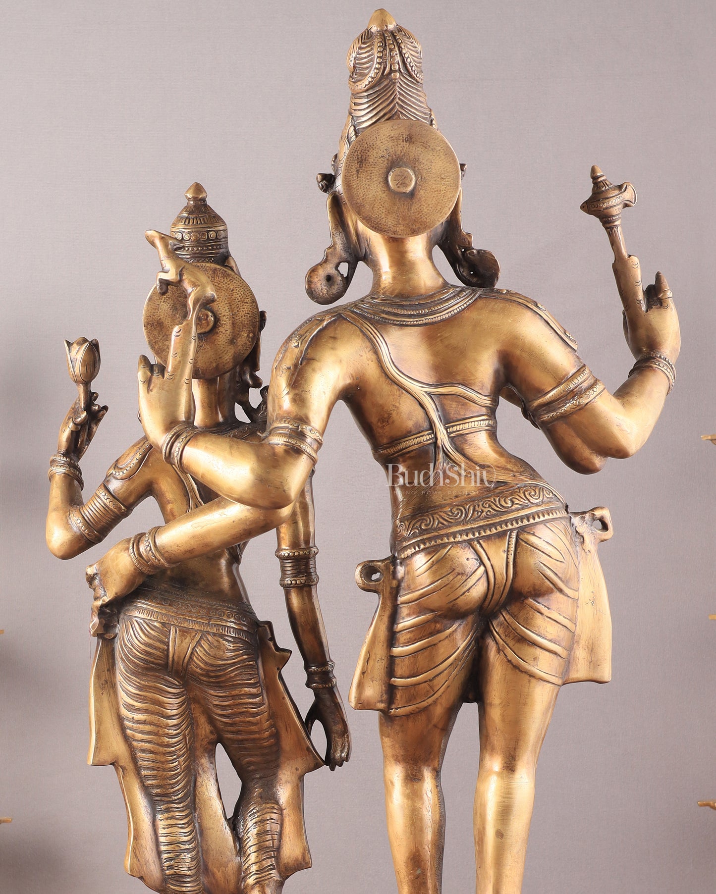 Pure Brass Large Lord Shiva and Parvati Standing Together Statue – 36 Inches