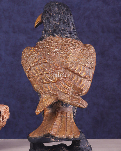 Pure Brass Eagle Statue in Antique Tone | Vastu & Feng Shui 13"