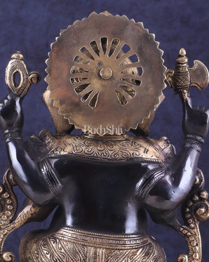 Ganesha black edition brass statue 12"