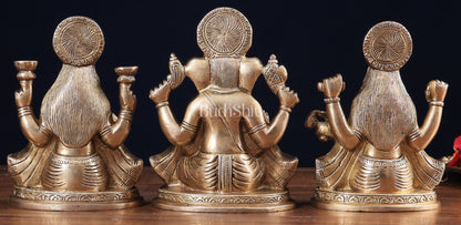 Pure Brass Ganesh, lakshmi and Saraswati idols set 6"