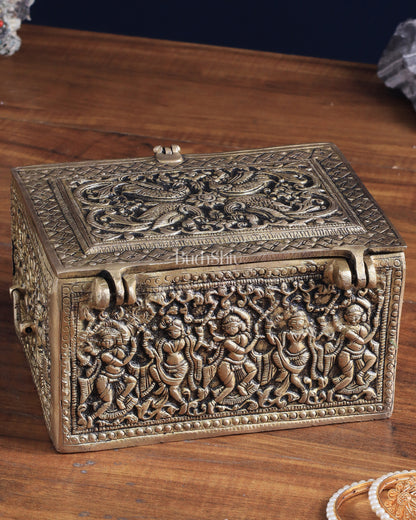 Pure Brass Unique Jewelry Treasure Storage Box – Multipurpose with Intricate Carvings