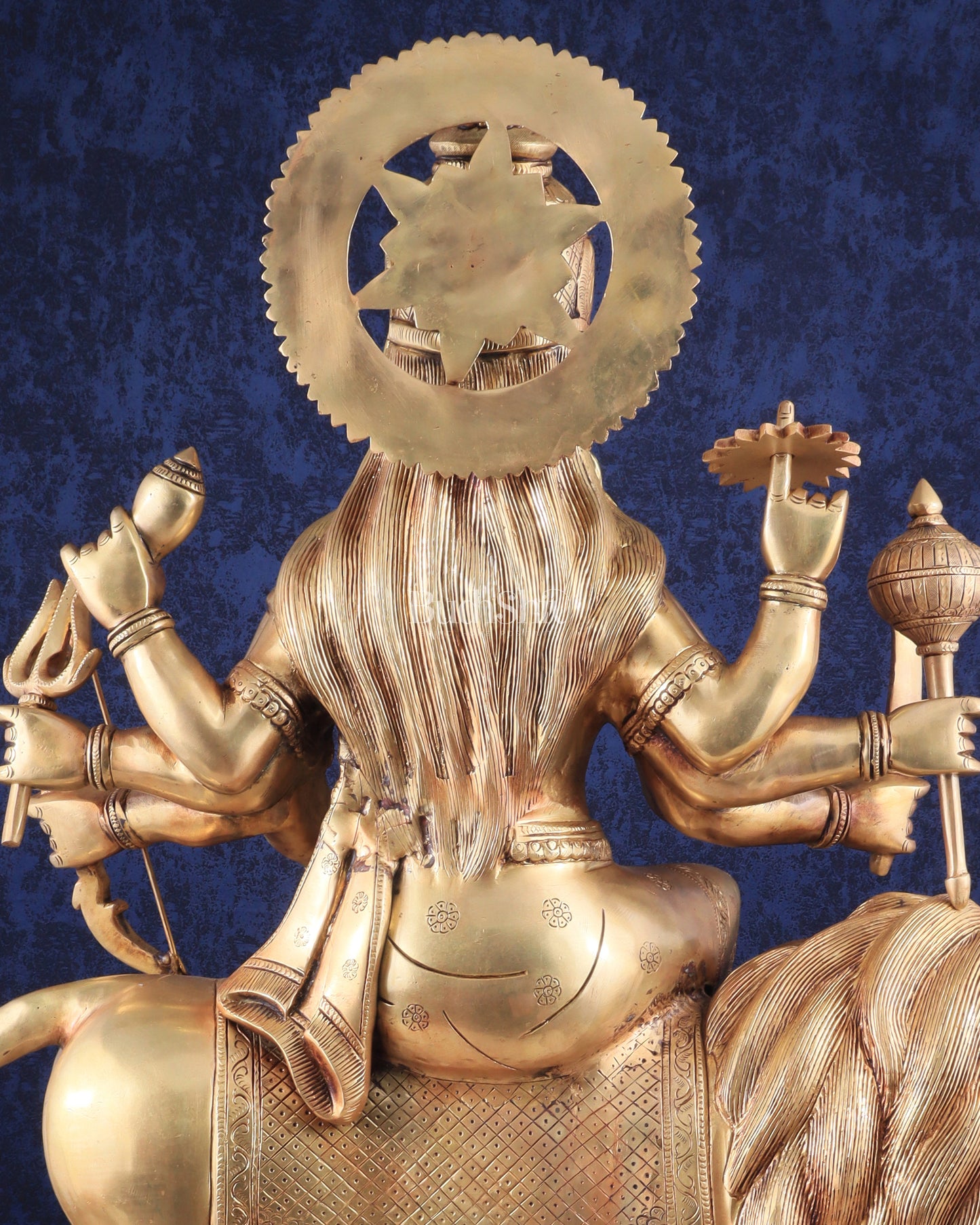 Majestic Brass Goddess Durga Sherawali Mata Idol | 31"