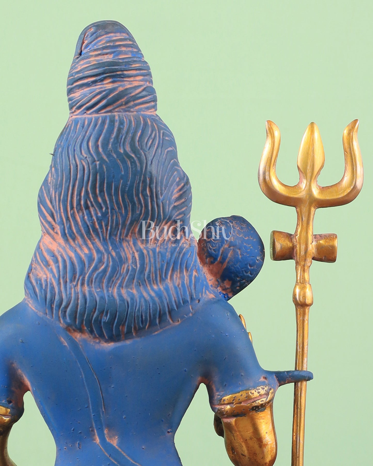 Brass Shiva Statue Duel tone blue sandfinish 13"