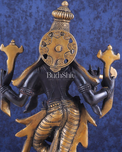 Pure Brass Krishna Roopam Vishnu Sculpture - black and gold Finish | 12"