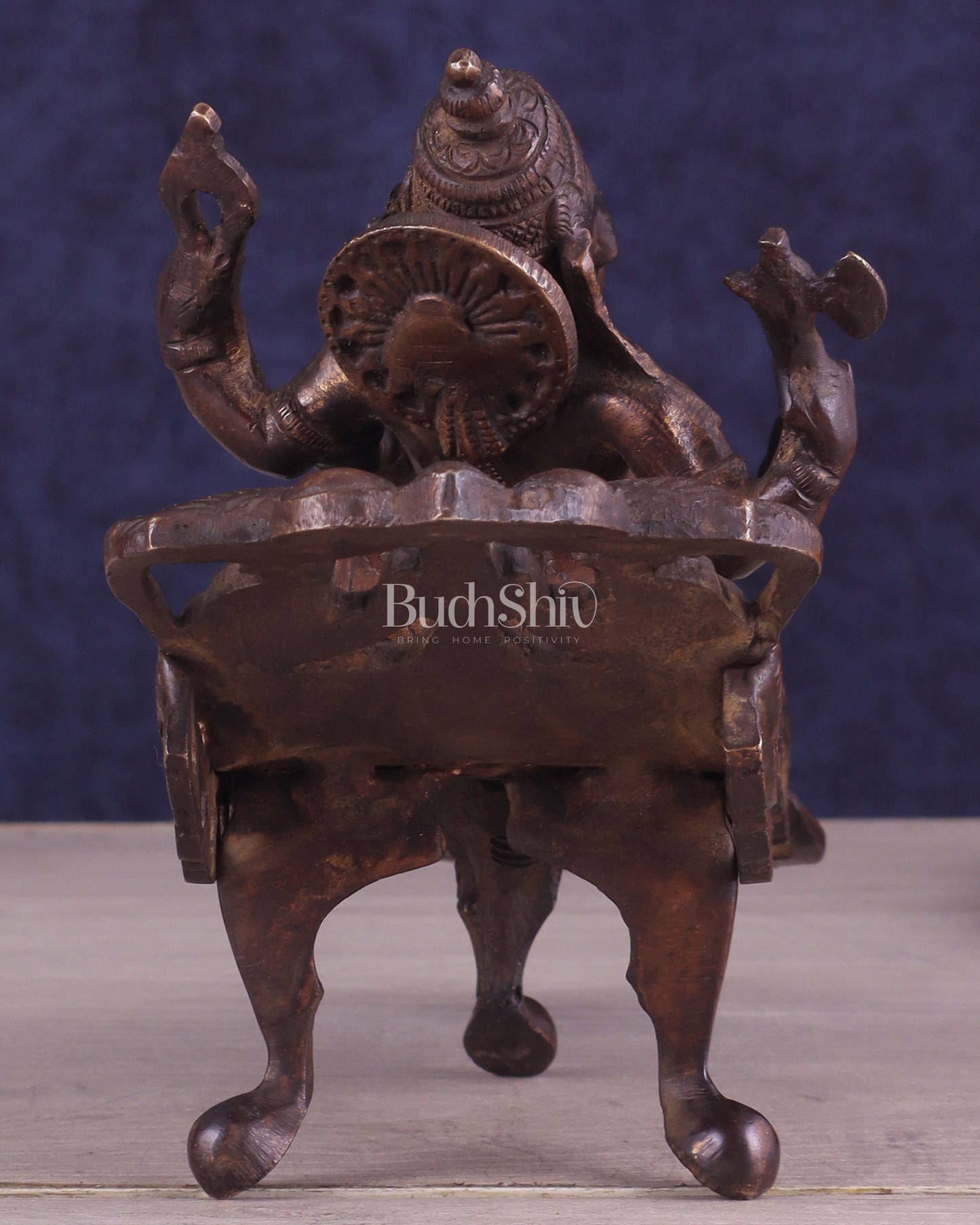 Vintage Brass Resting Ganesha Idol – 6" | Dark Chocolate Finish