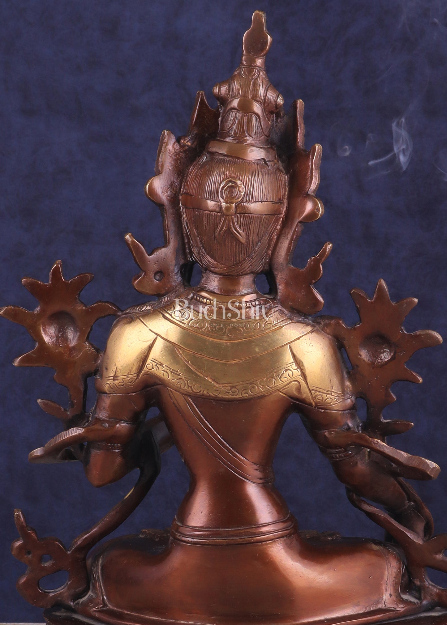 Pure Brass Tibetan White Tara Idol – Copper Gold Finish | 14 Inch