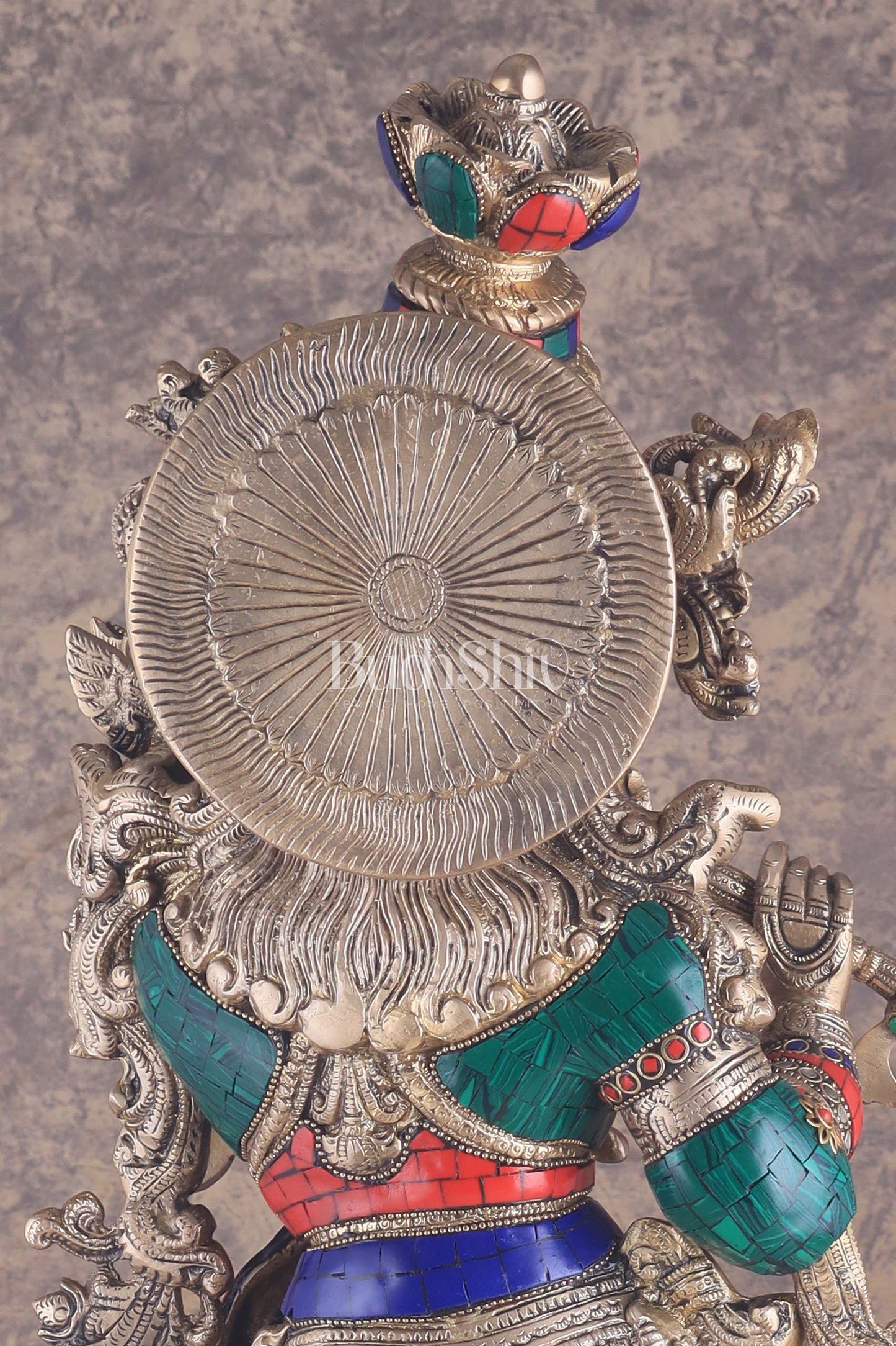 Brass Krishna Idol 30 inch meenakari Stonework