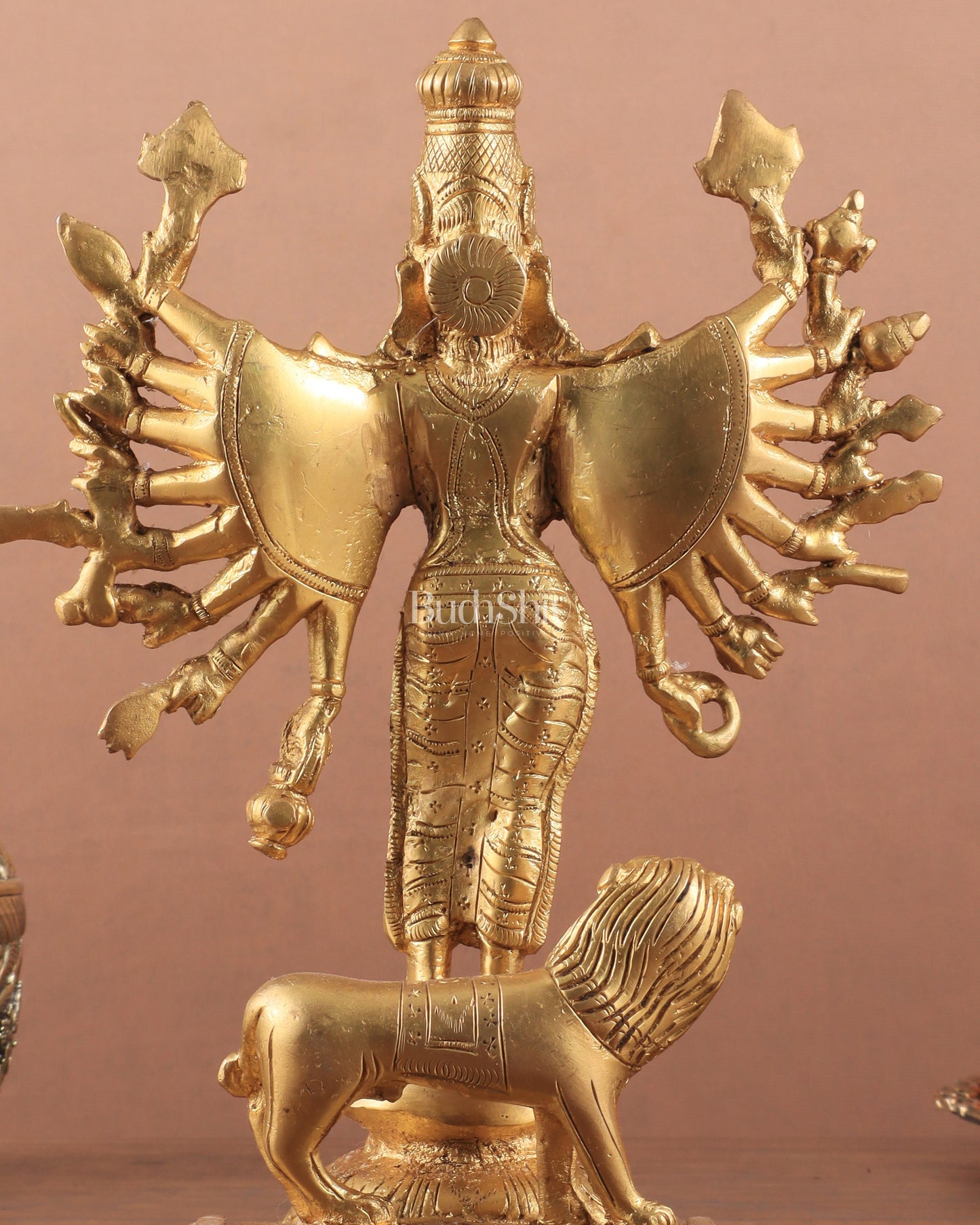 Mahisasur Mardini Durga Brass Idol 10" enhanced carvings