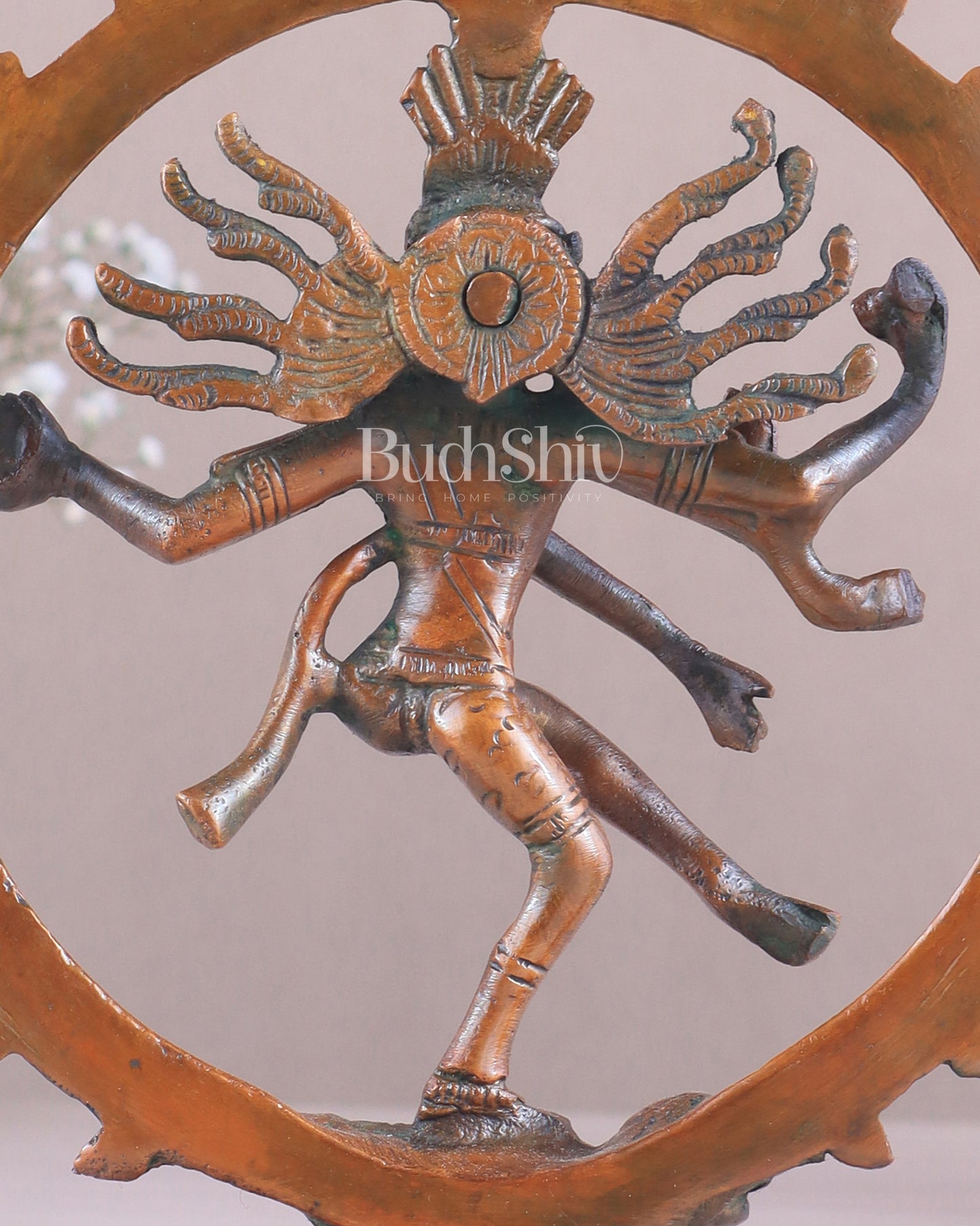 Brass Superfine Nataraja Idol - 7.5 Inch light orange green tone