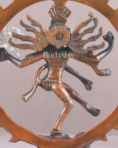 Brass Superfine Nataraja Idol - 7.5 Inch light orange green tone