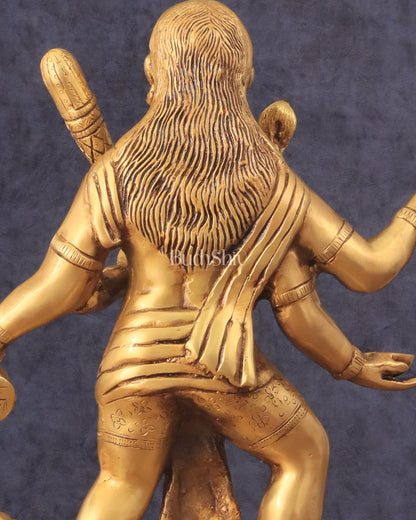 Pure Brass Large Kaal Bhairava Statue - 15" golden