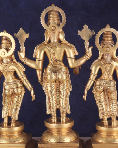 Pure Brass Large Tirupati Balaji Set with Bhudevi and Sridevi | Divine Trio 25"