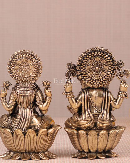 Brass Superfine Ganesh Lakshmi Idols - 4 Inch