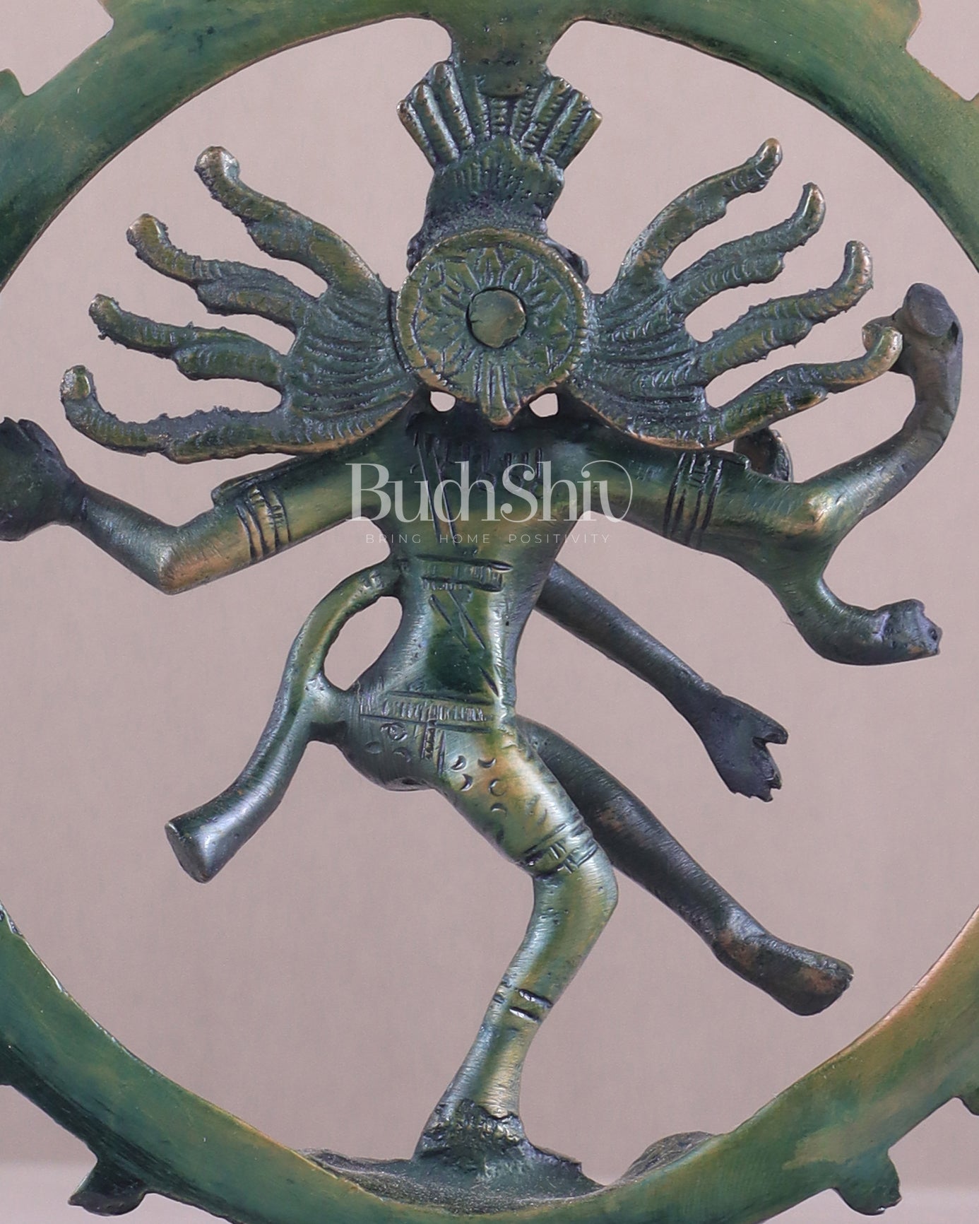 Brass Superfine Nataraja Idol - 7.5 Inch green antique tone