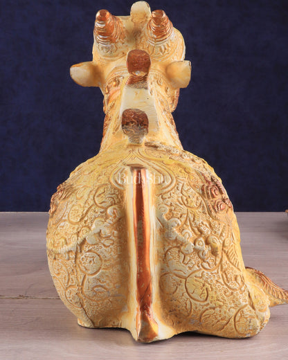 Pure Brass Nandi Statue – White and yellow sand finish