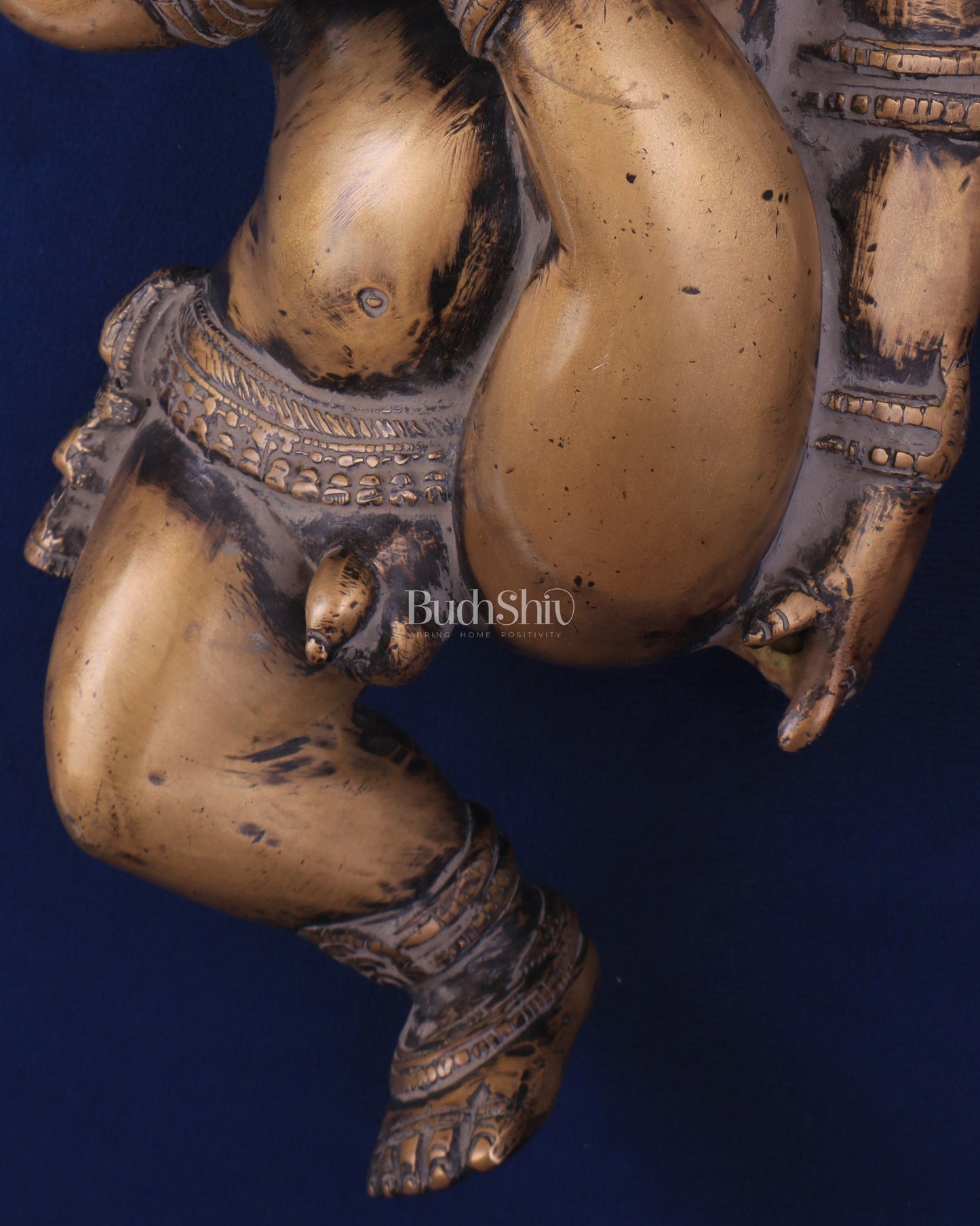 Pure Brass Wall Hanging Baby Krishna Statue - Antique Rustic Finish